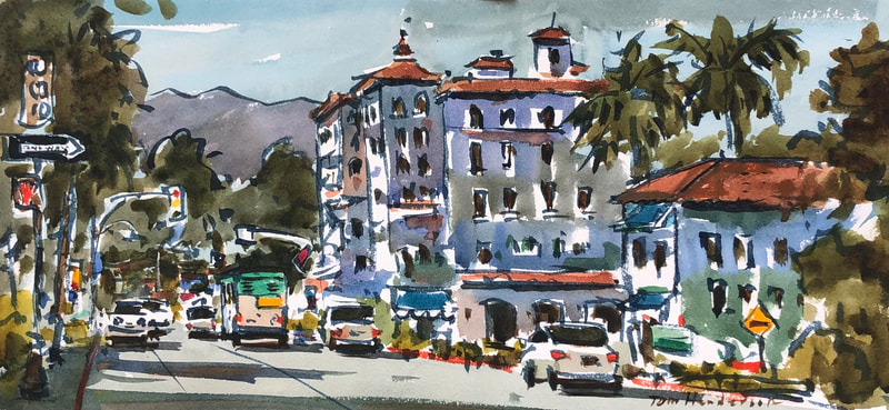 30 Tom Henderson Carrillo St. 9x19 watercolor 1100